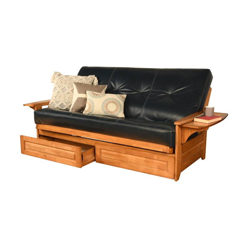Somette Phoenix Butternut Futon Set with Storage Drawers and Mattress