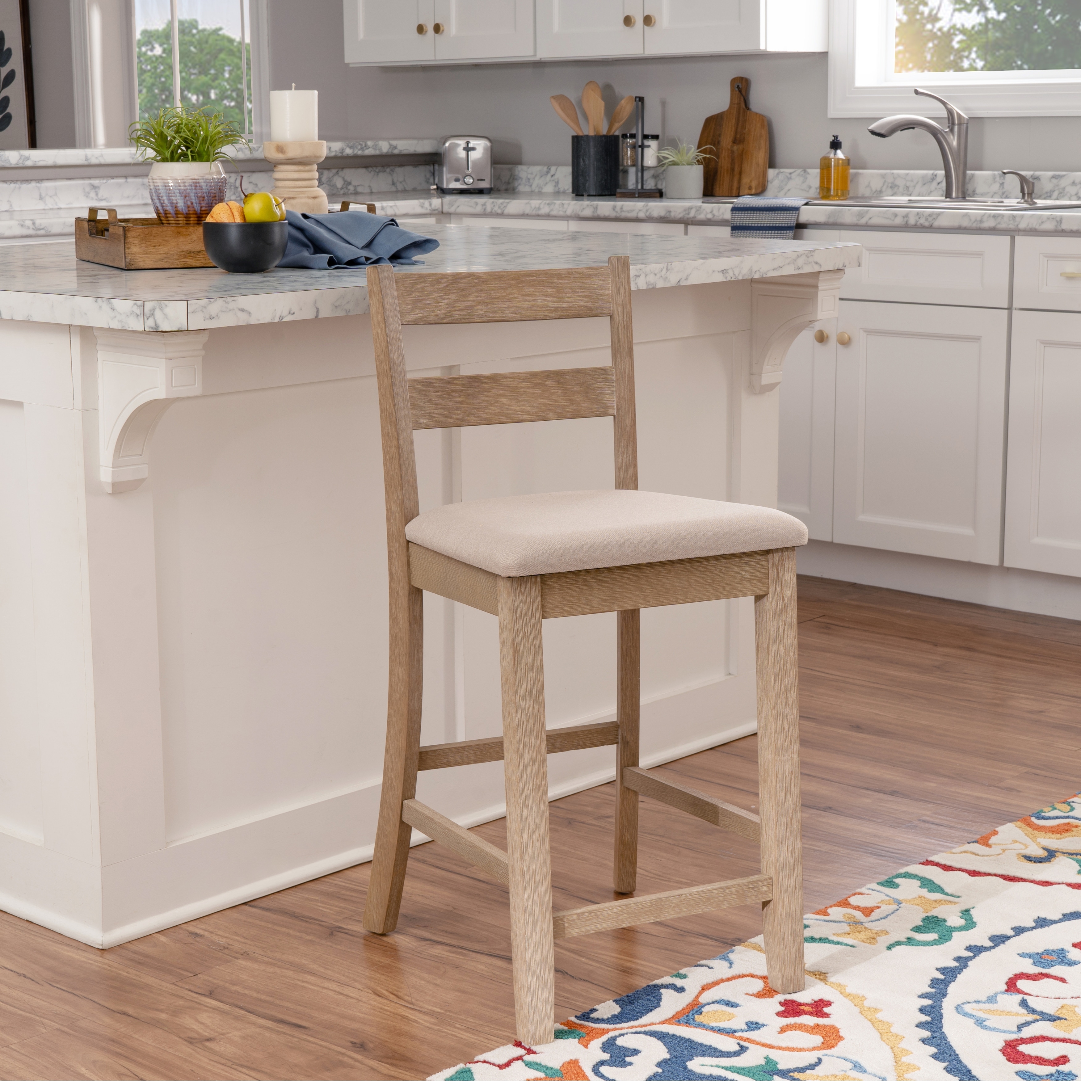 Linon Piedmont Greywash Wooden 25-Inch Tribeca Counter Stool