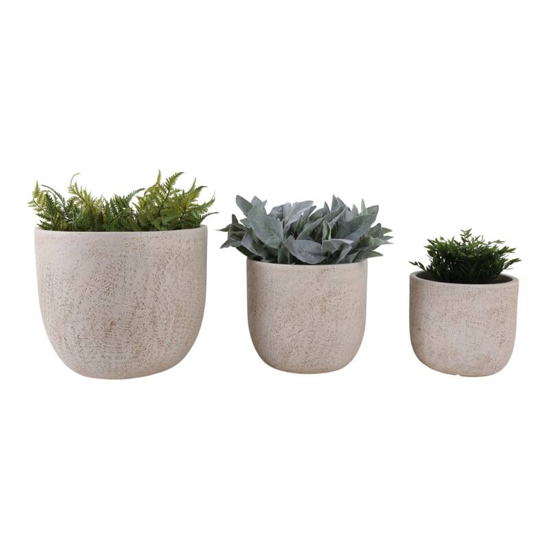 Polyresin Planters Garden Flower Pot (Set of 3) - 14", 11", 9" Ivory - 15.75" x 15.75" x 13.75"
