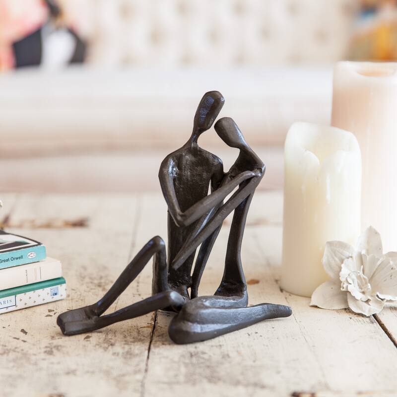 Danya B. Embracing Couple Large Cast Iron Sculpture