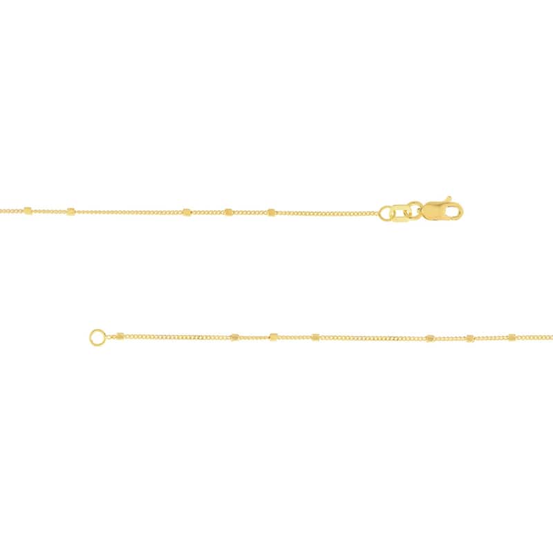 Curata 14k Yellow Gold 1.35mm Triple Cube Saturn Chain Necklace (Lobster)