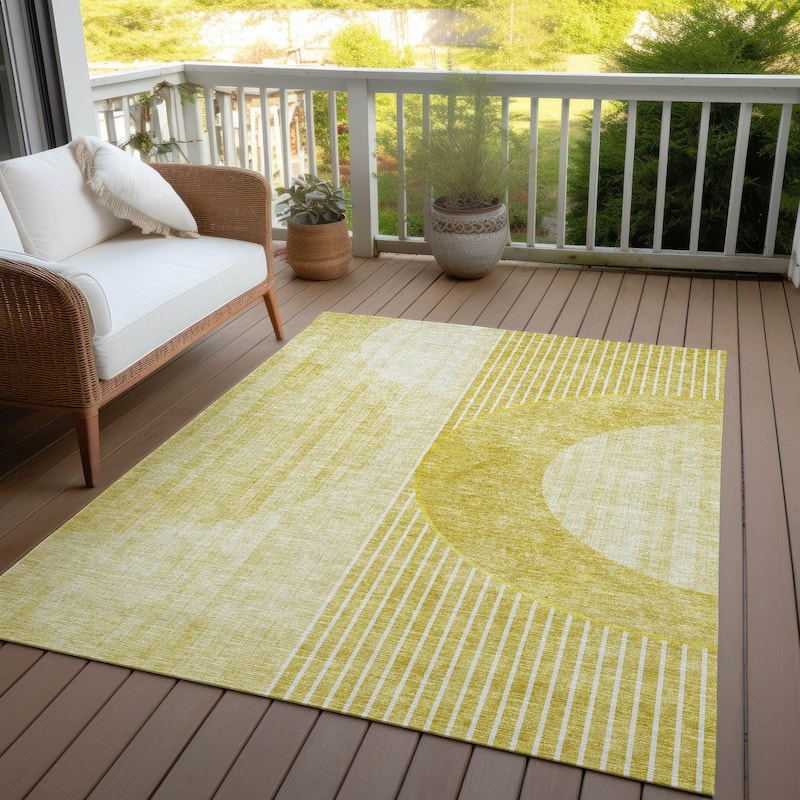 Machine Washable Indoor/ Outdoor Chantille Contemporary Geo Rug
