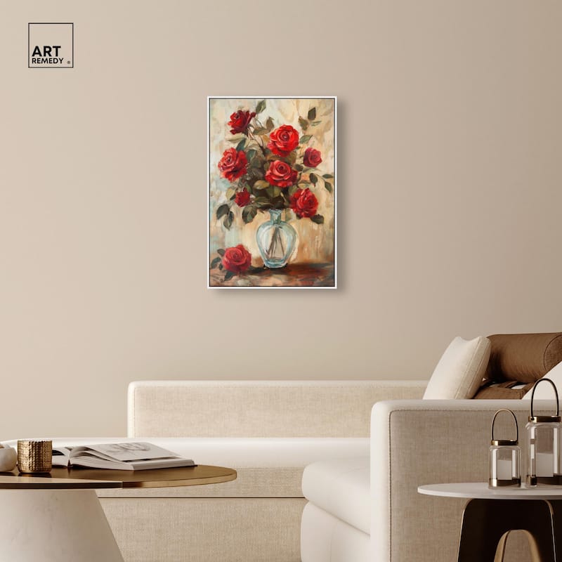 Ruby Roses in Riad Glass Canvas by Art Remedy