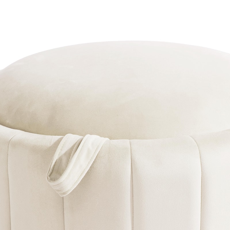 29" Modern Velvet Round Storage Ottoman