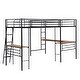 preview thumbnail 9 of 7, Twin Size Metal L-Shaped Loft Bed with Two Built-In Desks