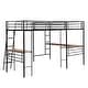 preview thumbnail 9 of 11, Twin Size Metal Loft Bed with Two Built-in Desks, Full-Length Guardrails, Solid Frame, and Easy Assembly, Black