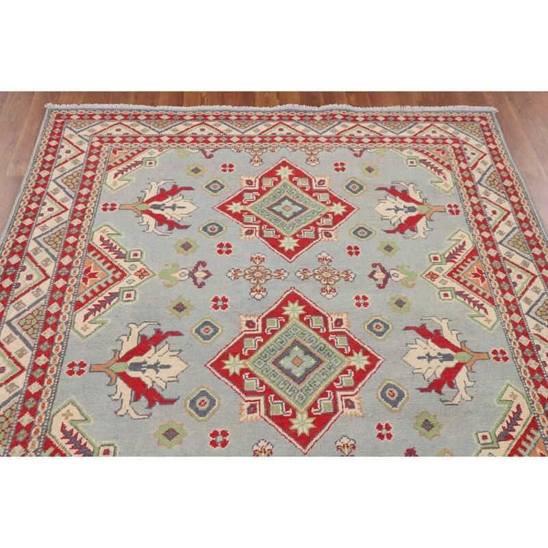 Kazak Oriental Area Rug Handmade Traditional Wool Carpet - 5'0" x 6'7"