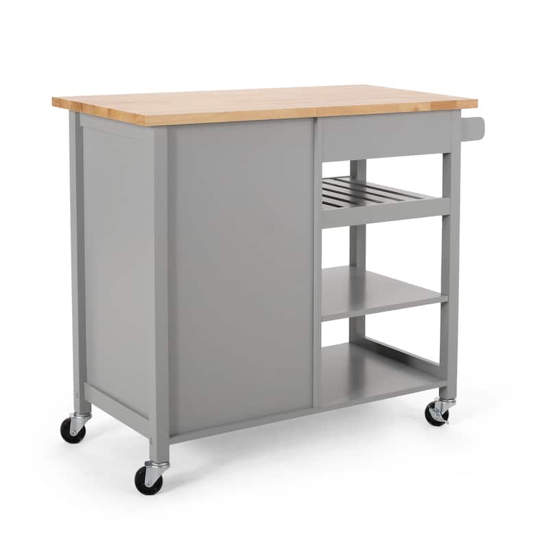 Contemporary Kitchen Island Cart with Storage Drawer, Shelves, and Towel Holder