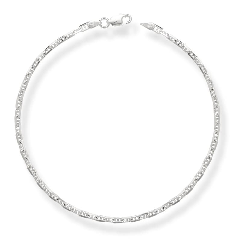 Sterling Silver Italian 10-inch 3mm Anchor Mariner Chain Anklet