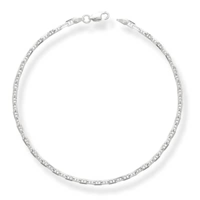 Sterling Silver Italian 10-inch 3mm Anchor Mariner Chain Anklet