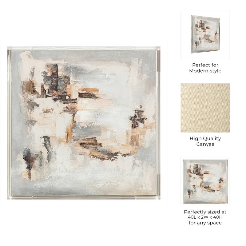 Canvas Wall Art Wood Frame Abstract Textured Modern Decor - 40" Multi