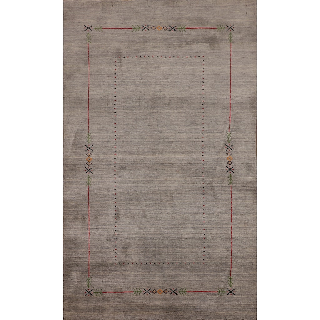 Gabbeh Oriental Area Rug Hand-Knotted Bedroom Wool Carpet - 5'0"x 7'11"