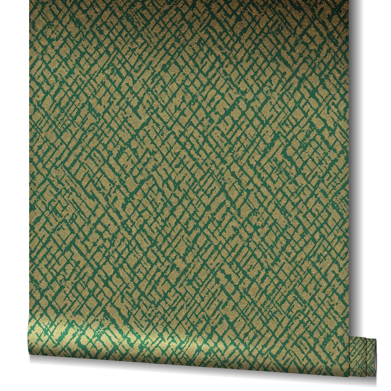 Galerie Wallcoverings Energy Collection Metallic Crosshatch Effect Wallpaper Roll - 33 feet long x 27.5 inches wide