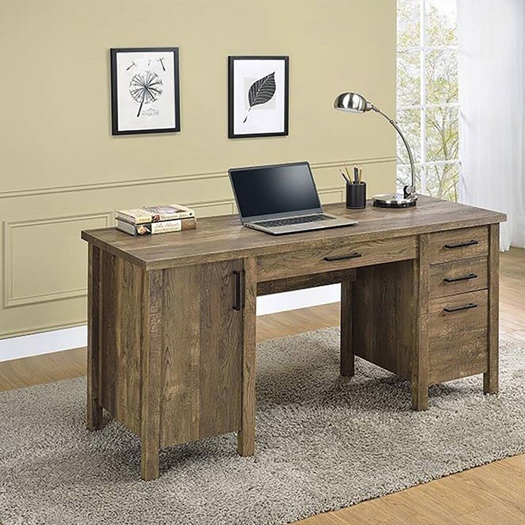 Rajesh Rustic Oak 4-drawer Executive Desk