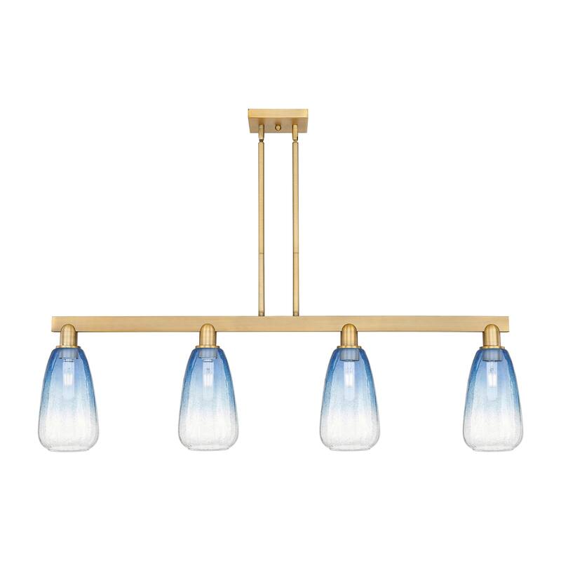 Innovations Lighting 716-4I-8-46 Brookhaven Almond Linear Brookhaven - Brushed Brass / Sapphire Blue