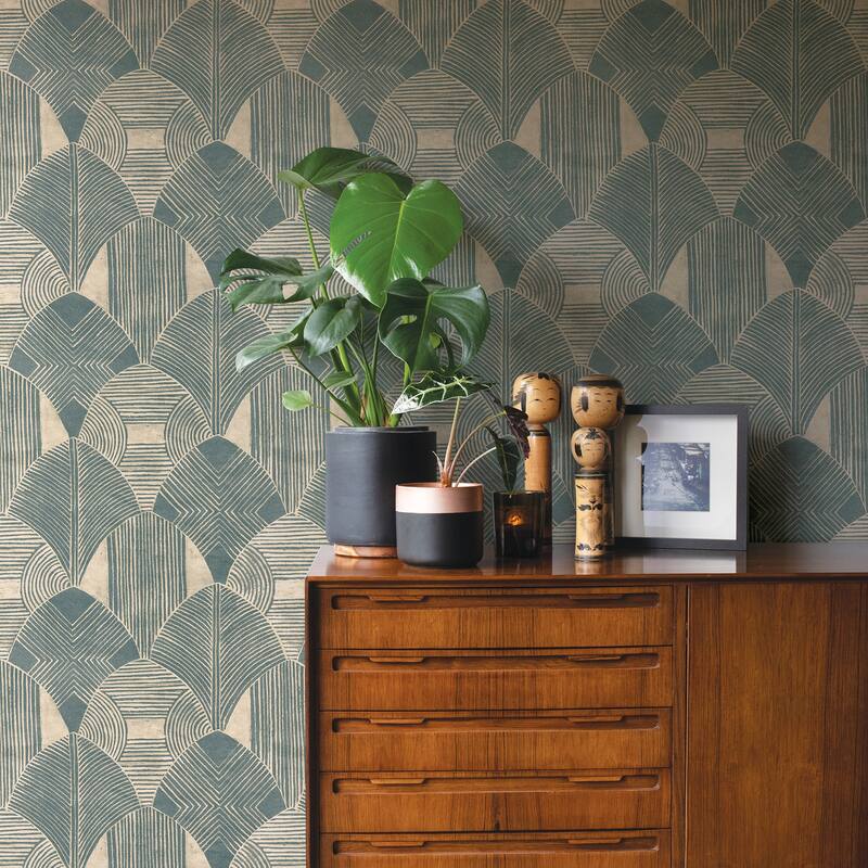 Scott Living Westport Teal Geometric Wallpaper