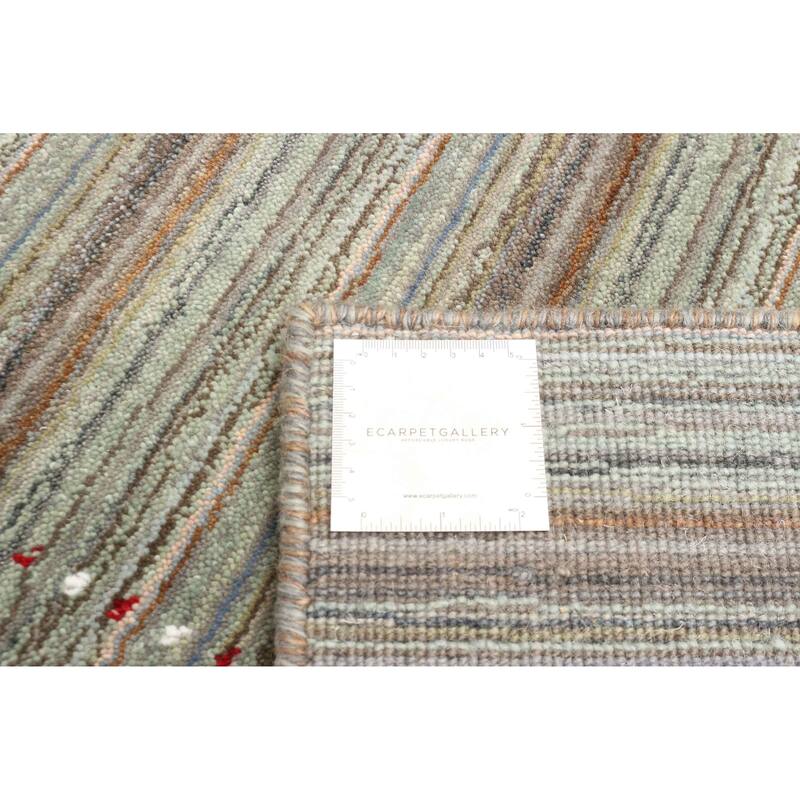 ECARPETGALLERY Hand Loomed Kashkuli Gabbeh Light Green Wool Rug - 4'0 x 5'9