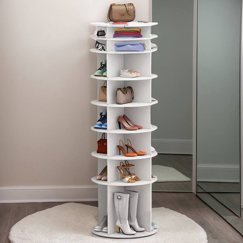 8 Tier Rotating Shoe Rack Tower, Spinning Shoe Display, Shoe Organizer,Vertical Handbag Rotate Shoes Closet Organization