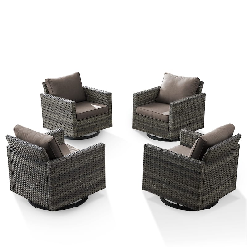 Pocassy Glider Chairs PE Wicker Swivel Chairs Set of 4