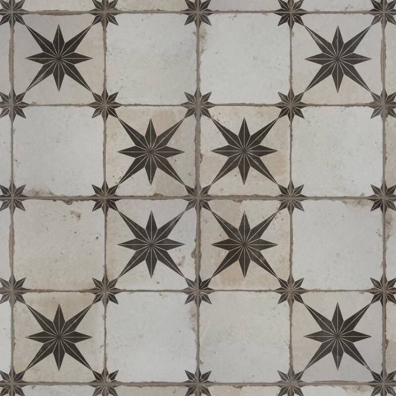 Merola Tile Kings Star Ara Nero 17-5/8" x 17-5/8" Ceramic Floor and Wall Tile