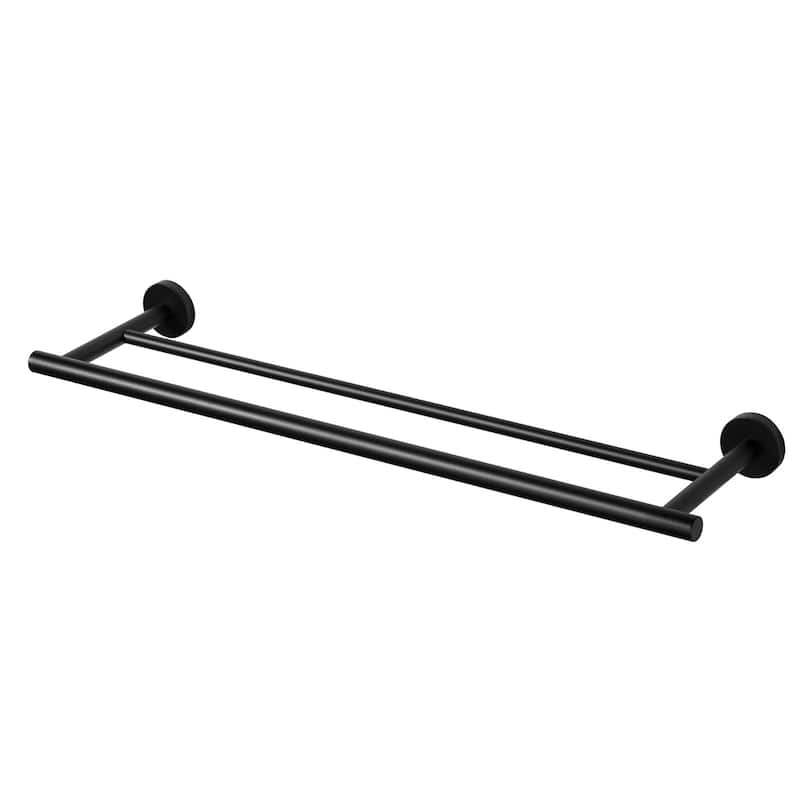 WOWOW Wall Mounted Stainless Steel Double Towel Bar - 24-inch - Matte Black