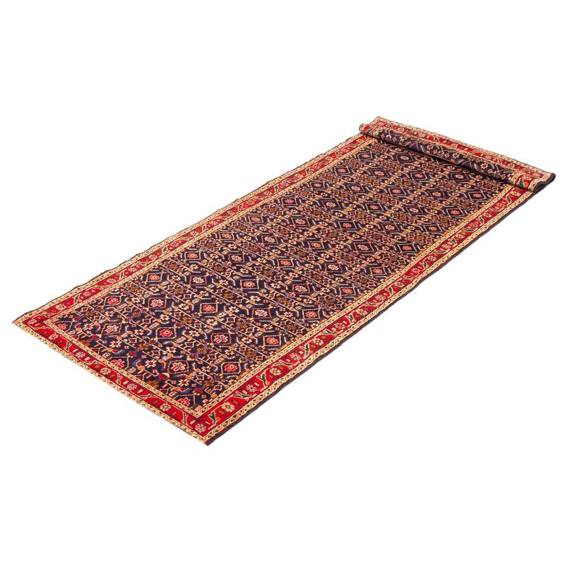 ECARPETGALLERY Hand-knotted Andelz Navy Wool Rug - 3'5 x 9'7