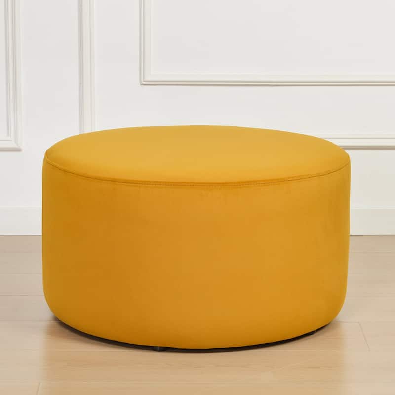 KINWELL Round Upholstered Pouf Ottoman Footrest