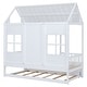 preview thumbnail 11 of 11, Twin Size White Wooden House Bed Safety Toddler Bed Frame with Twin Size Trundle, Apex Roof, Safety Guardrail, Windows