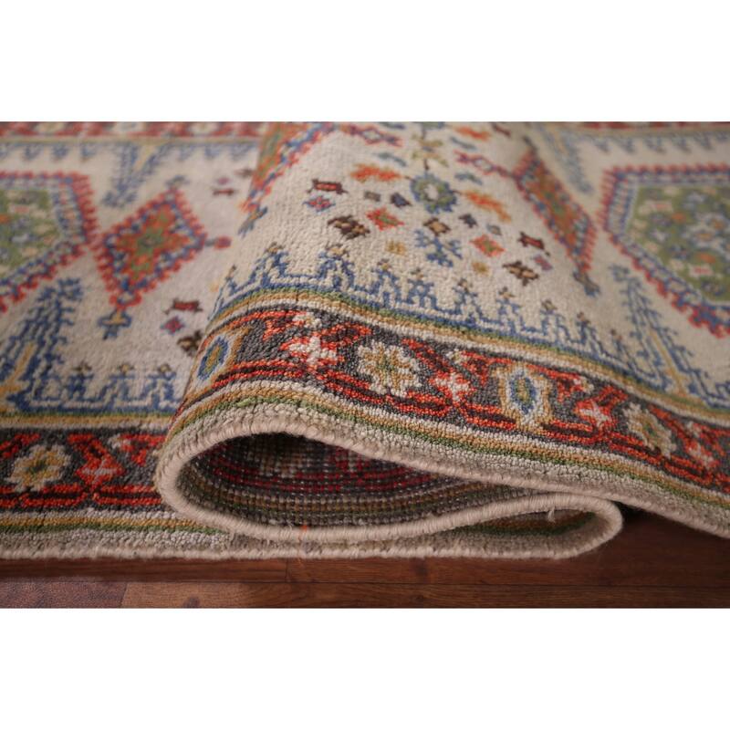 Geometric Viss Oriental Runner Rug Hand-Knotted Wool Carpet - 2'6"x 7'11"