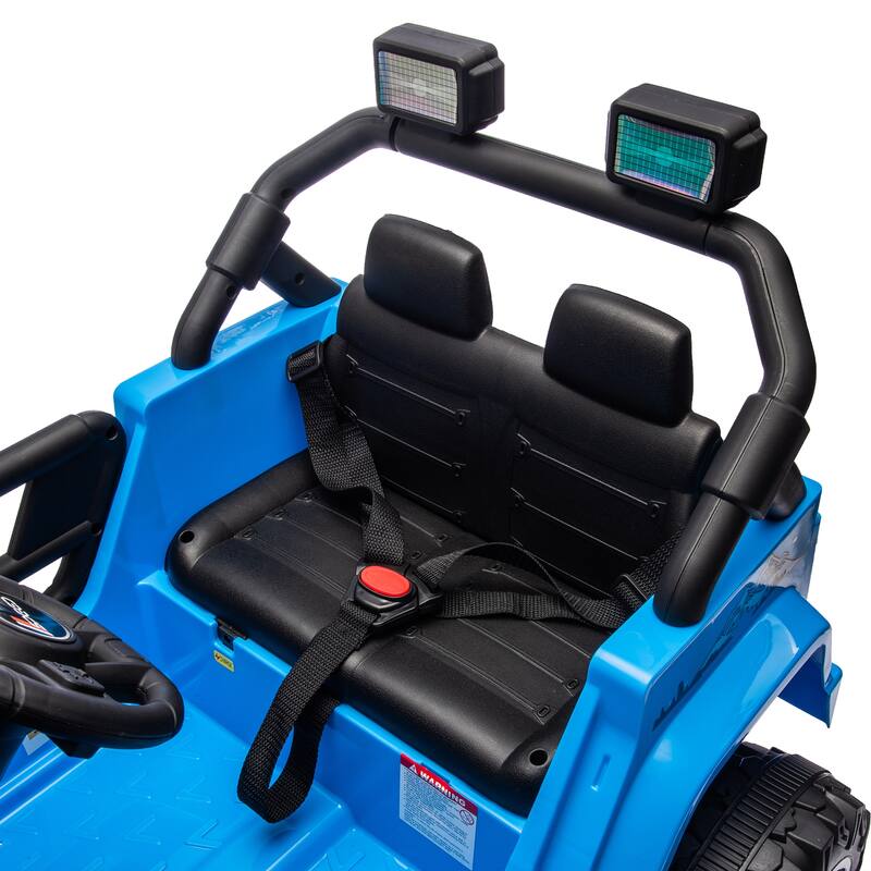 Ride on Truck Car with Removable Steering Wheel, Electric Car for Kids with LED Lights, Blue Battery Powered Electric Car