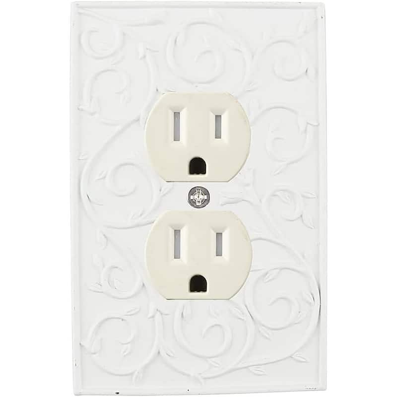 Meriville French Scroll Electrical Outlet Wall Plate Cover, Hand Painted - Off White