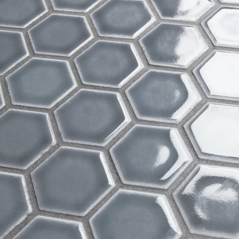 Merola Tile Hudson Due 2" Hex Imperial Grey 10-7/8" x 12-5/8" Porcelain Mosaic Floor and Wall Tile