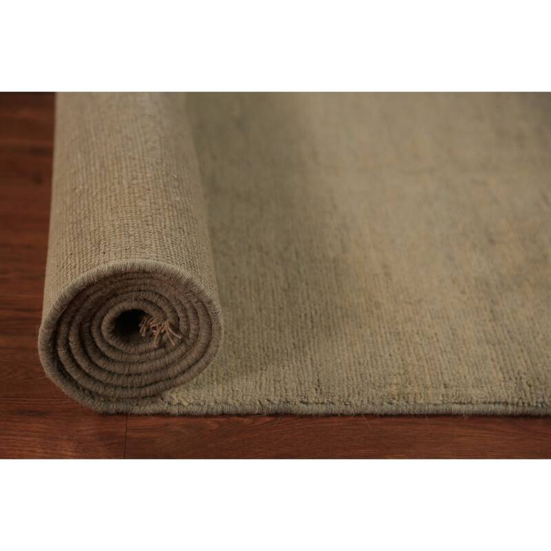 Green Gabbeh Oriental Runner Rug Hand-Knotted Hallway Wool Carpet - 2'8" x 10'9"