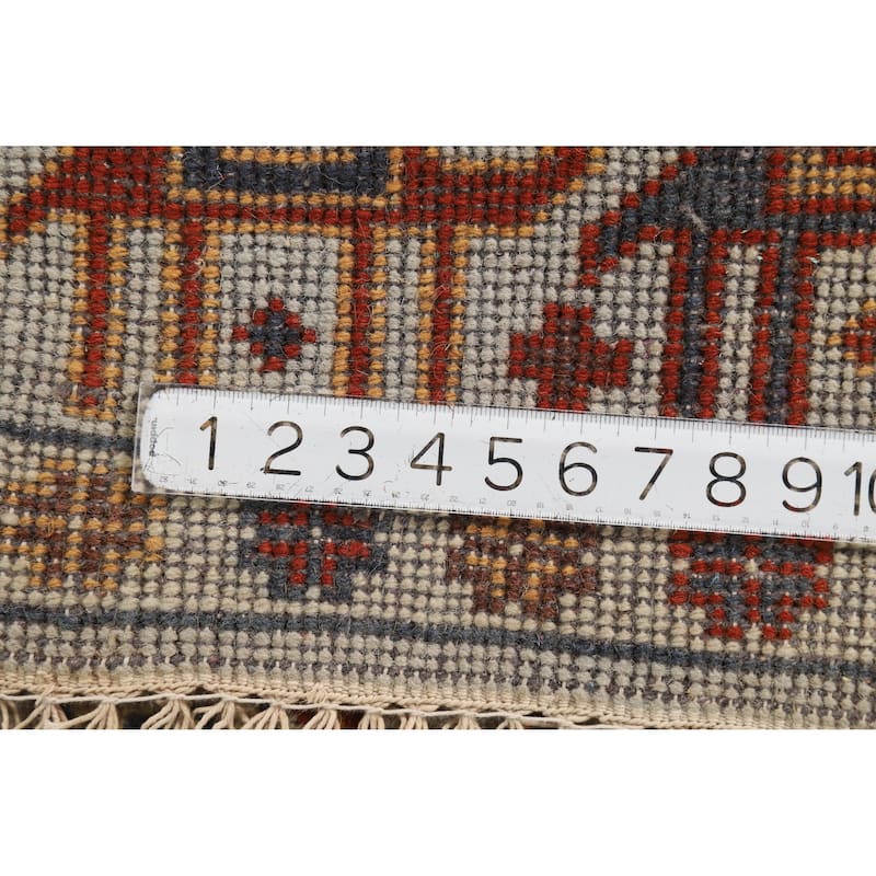 Hand Knotted Oriental 100% Wool Carpet Traditional Tribal Greys & Charcoal Art Deco Area Rug - 3' 0'' X 2' 0''