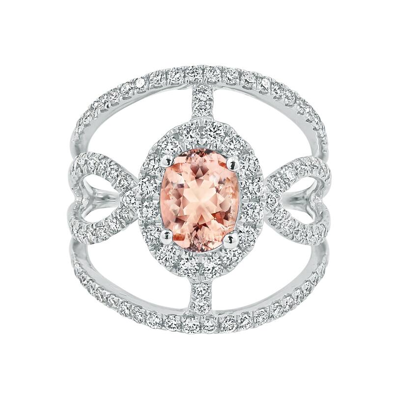 Auriya Modern 5/8ct Oval-cut Morganite and Diamond Ring 1ctw 18K Gold