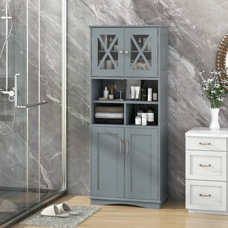 Costway Tall Bathroom Cabinet Large Floor Storage Cabinet with Acrylic - See Details