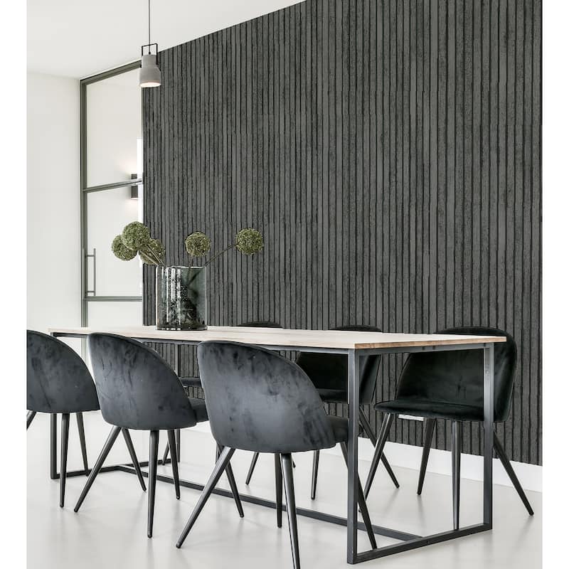 Wood Slats Charcoal Grey Wallpaper