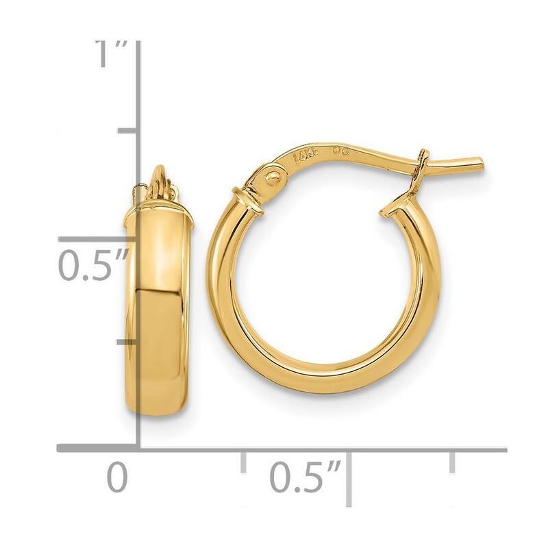 Curata 14k Yellow Gold Polished 14x3.7mm Classic Hoop Earrings