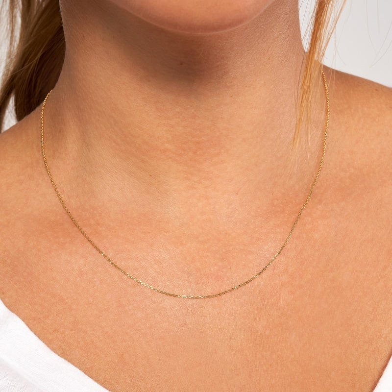 Curata 10k Yellow Gold 1.05mm Diamond Cut Cable Chain Necklace (Lobster)