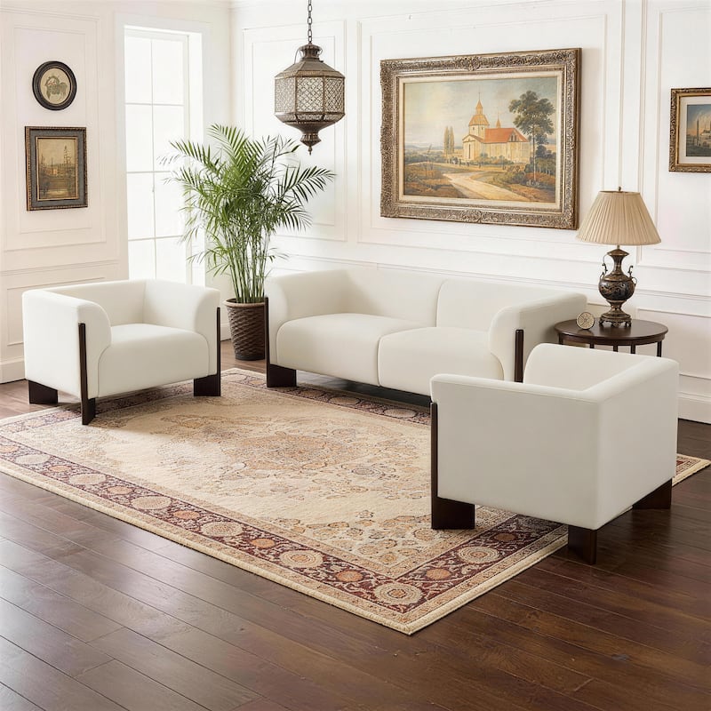 3-Piece Chenille Living Room Set with Loveseat and Accent Chairs