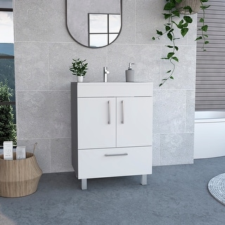 2-Door Bathroom Vanity Cabinet with Sink Rectangle Storage Cabinet