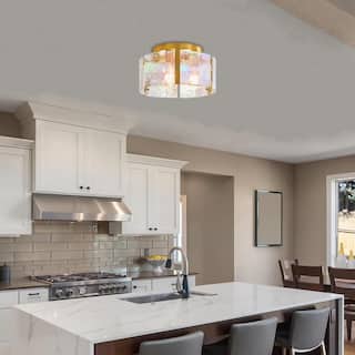 14.1’’ Light bulb gold light fixture glass, iron, metal ceiling light