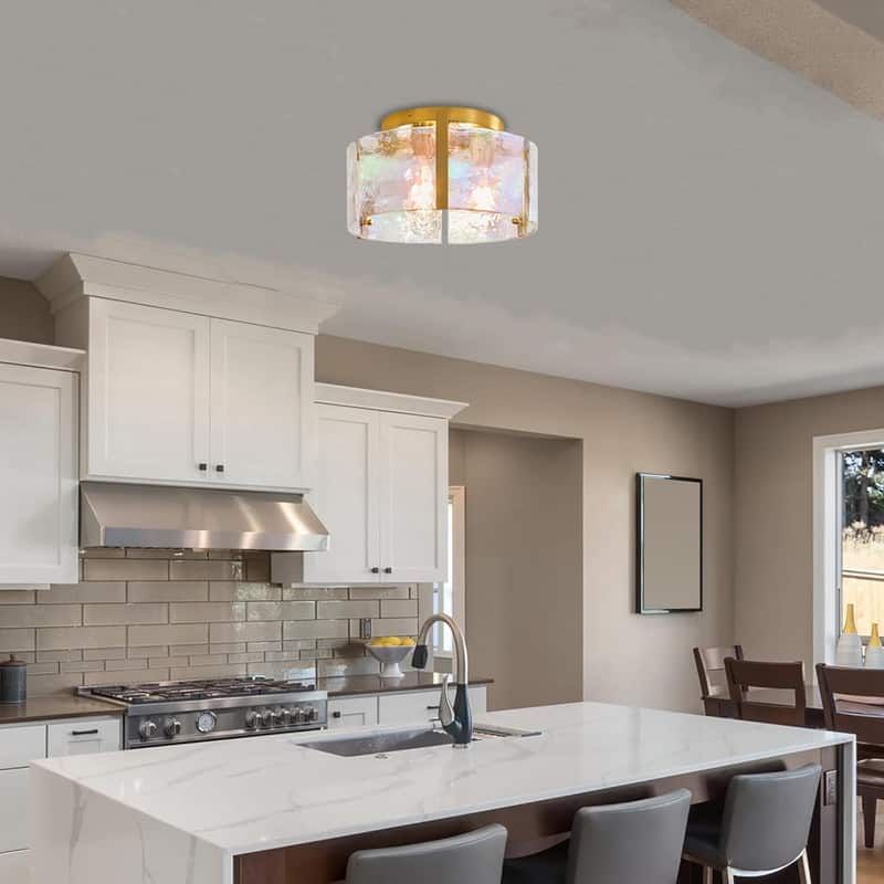 14.1’’ Light bulb gold light fixture glass, iron, metal ceiling light