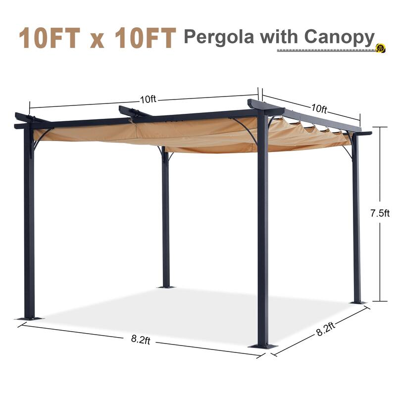 ABCCANOPY Outdoor Patio Pergola with Retractable Shade