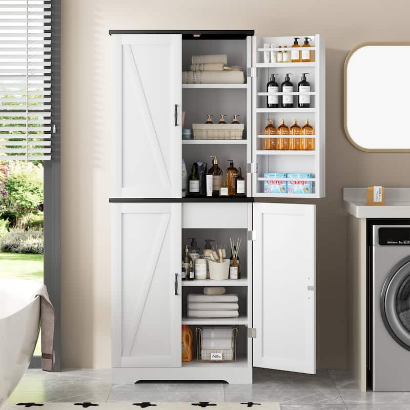 Kitchen Pantry Cabinet with Adjustable Shelves - Freestanding Storage Organizer