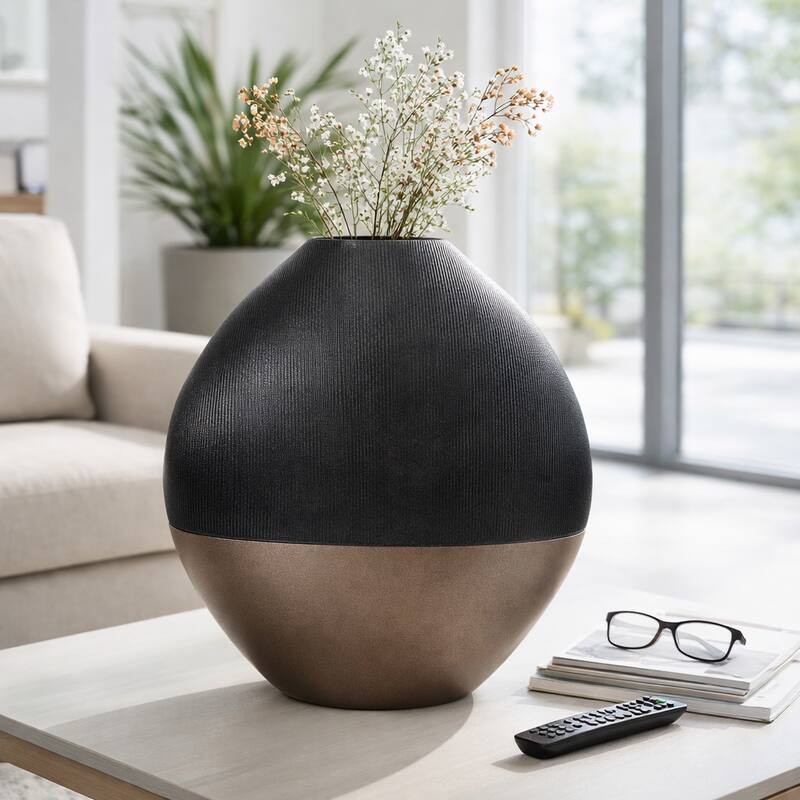 Modern Round Metal Table Vase - Flower Vase