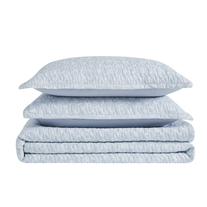 The Farmhouse by Rachel Ashwell Majesty Quilt Set - Blue/White - Full - Queen