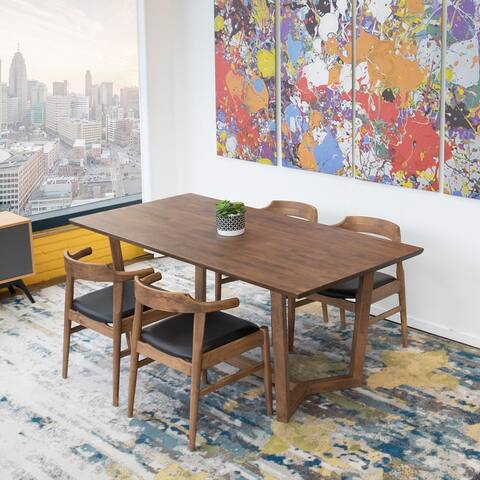 Onora 5-Piece Dining Set with 4 Pu Dining Chairs in Black