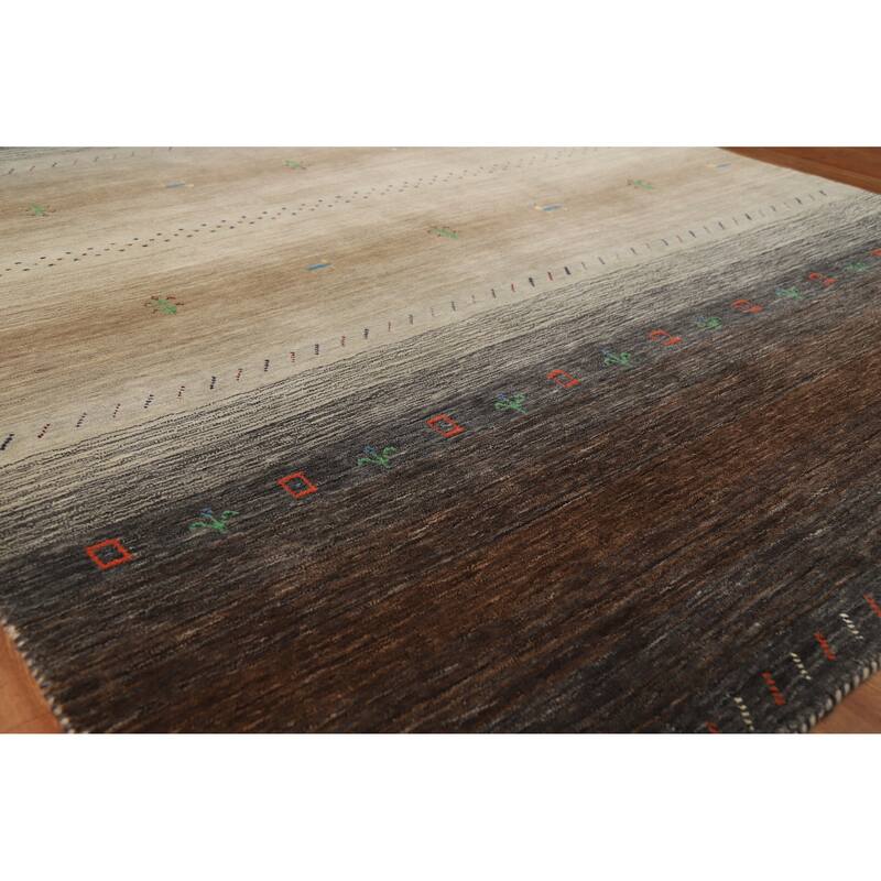 Hand Knotted Oriental 100% Wool Carpet Tribal Stripe Multi-Colored Gabbeh Area Rug - 7' 10'' X 5' 8''