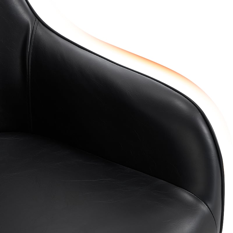 25 Inch Upholstered Swivel Counter Height Bar Stool with Armrests, Solid Wood Legs - 23.6"W x 22.4"D x 40.2"H